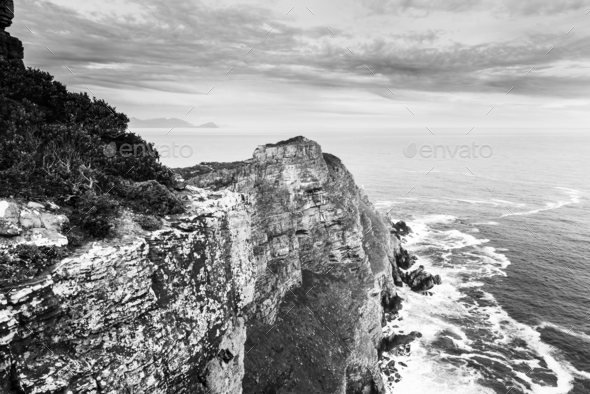 Cape Of Good Hope South Africa Black and White Stock Photo by THPStock