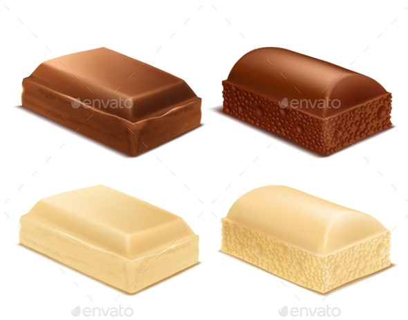 Vector Chocolate Pieces - Food Objects