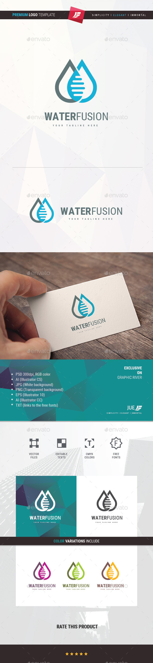 Water Fusion Logo - Symbols Logo Templates