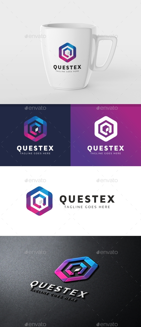 Questex Q Letter Hexagon Tech Logo - Letters Logo Templates