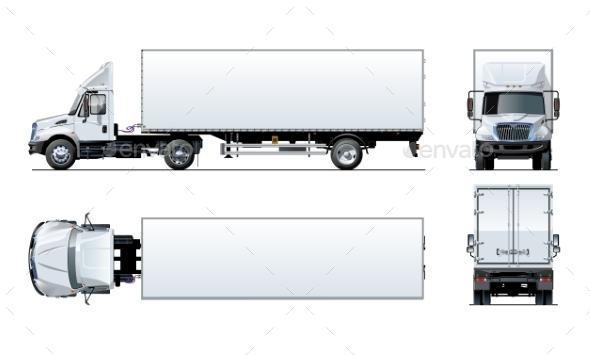 Vector Semi Truck Template Isolated on White - Man-made Objects Objects