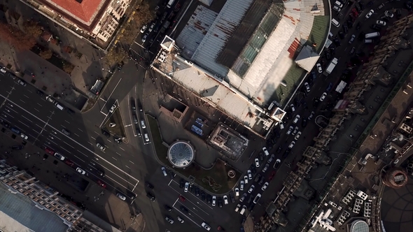 Aerial Recording of Kyiv Cityscape