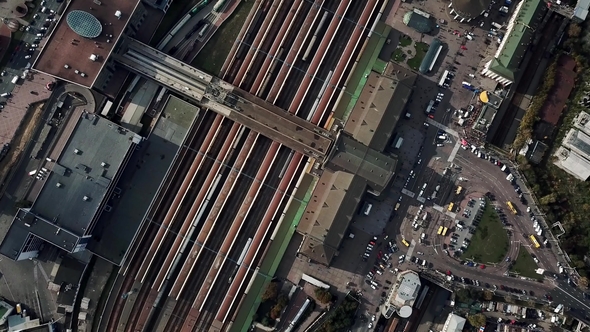 Aerial Recording of Railroad Station