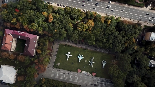 Aerial Recording of Kyiv Cityscape