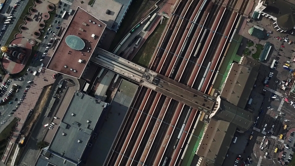 Aerial Recording of Railroad Station