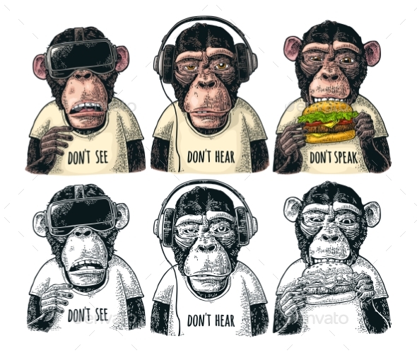 Three Wise Monkeys - Animals Characters