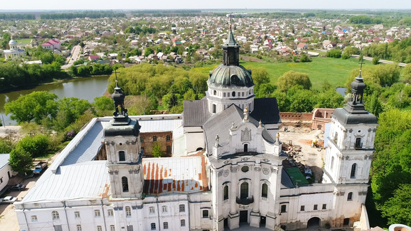 Aerial View of Monastery of the Bare Carmelites in Berdichev, Ukraine. alt