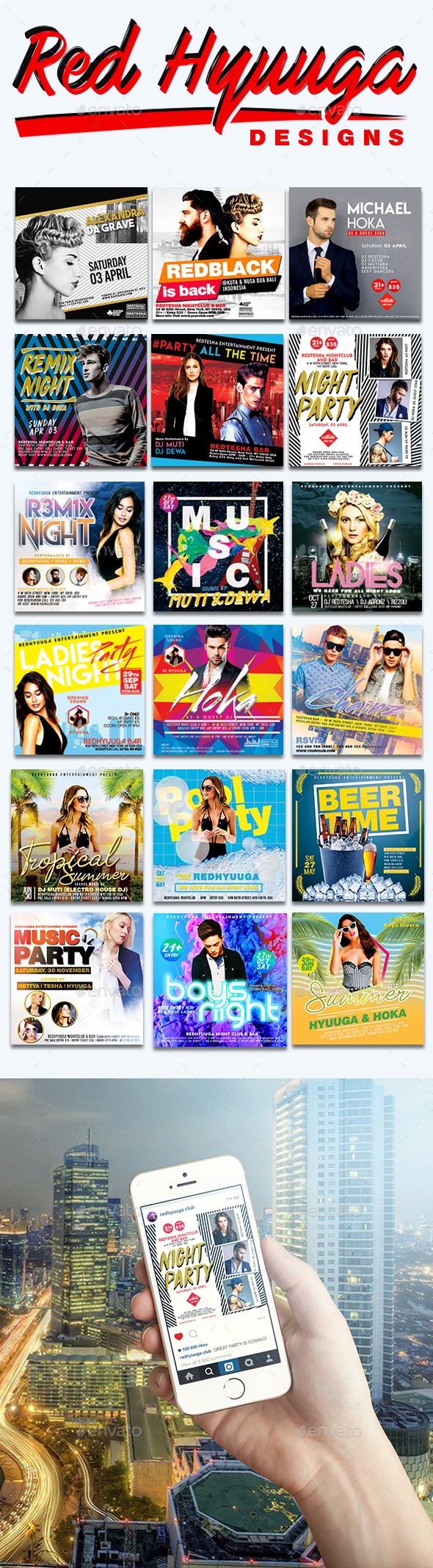 Instagram Night Club Banner Ads Bundle - Banners & Ads Web Elements