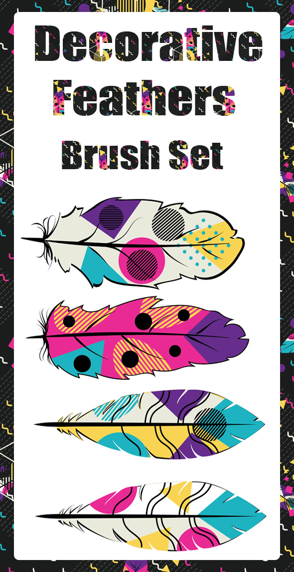 Decorative Feathers Brush Set - Brushes Illustrator