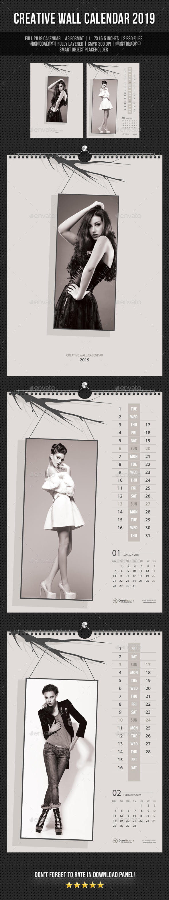 Creative Wall Calendar 2019 V17 - Calendars Stationery