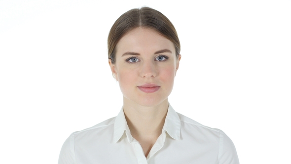 Yes, Businesswoman Shaking Head To Agree alt