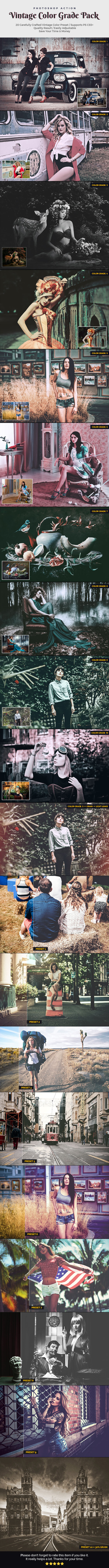 Vintage Color Grade Pack - Photo Effects Actions