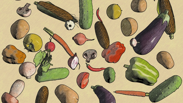 Vegetables Fall Drawing