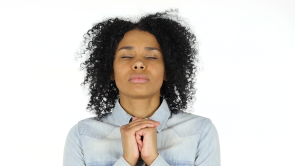 Praying Gesture By Woman, White Background, Stock Footage 