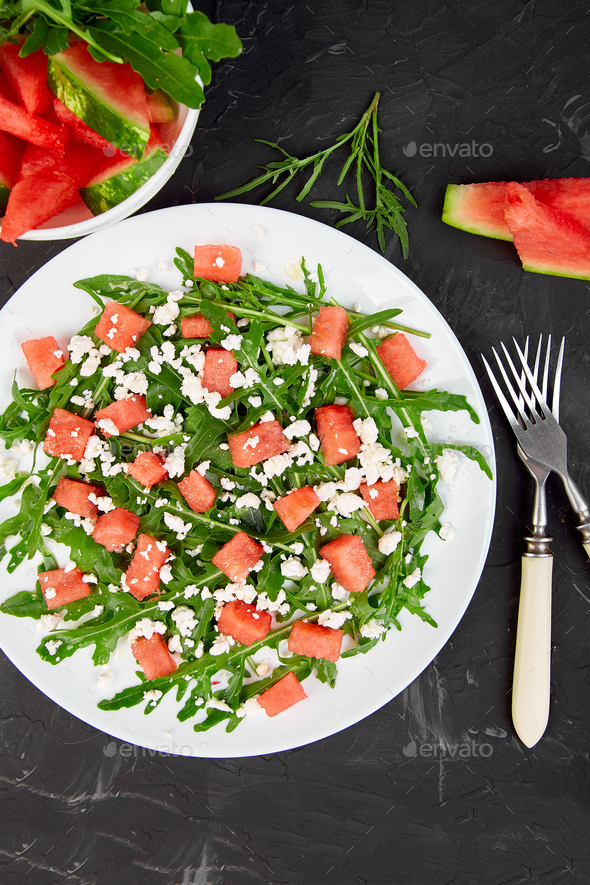 Fresh summer watermelon salad - Stock Photo - Images