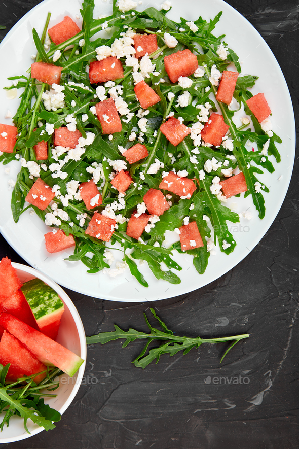 Fresh summer watermelon salad - Stock Photo - Images