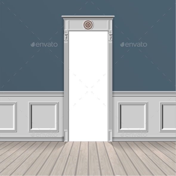 Empty Room Through the Open Door - Buildings Objects