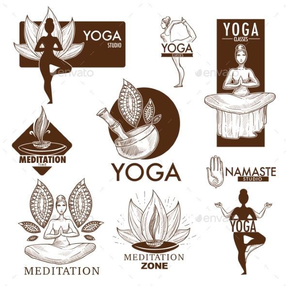 Yoga Meditation Studio Vector Icons - Miscellaneous Vectors