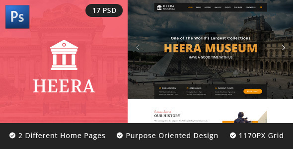 HEERA: Museum and Exhibition PSD website template - Miscellaneous PSD Templates