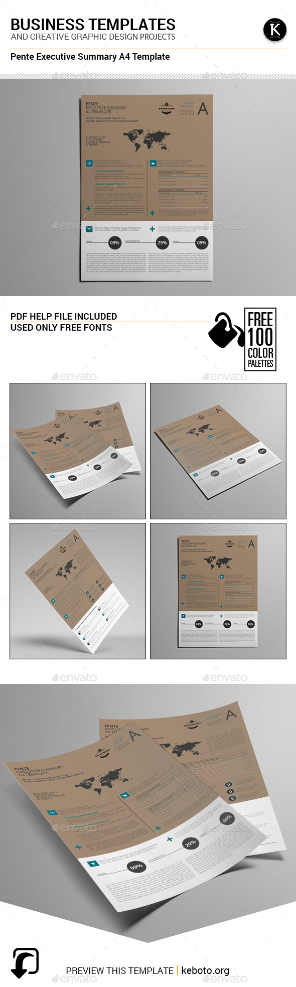 Pente Executive Summary A4 Template - Miscellaneous Print Templates