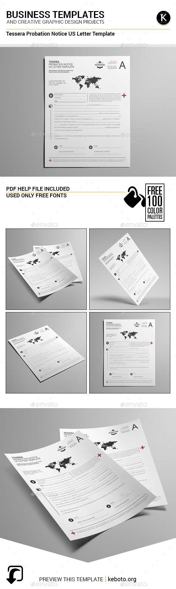Tessera Probation Notice US Letter Template - Miscellaneous Print Templates