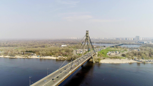 Aerial View of a City Traffic on the North Bridge