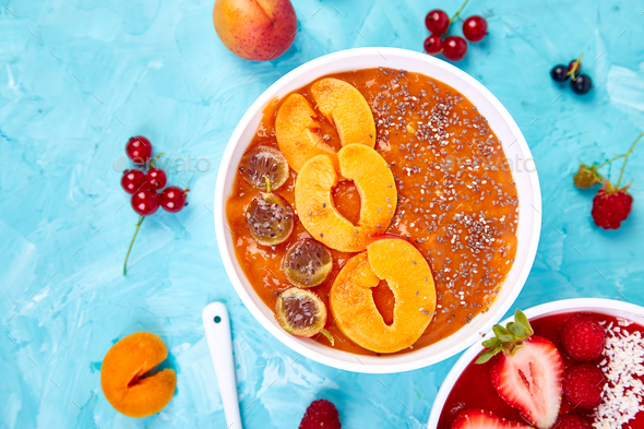 Smoothie bowls. Healthy breakfast bowl - Stock Photo - Images