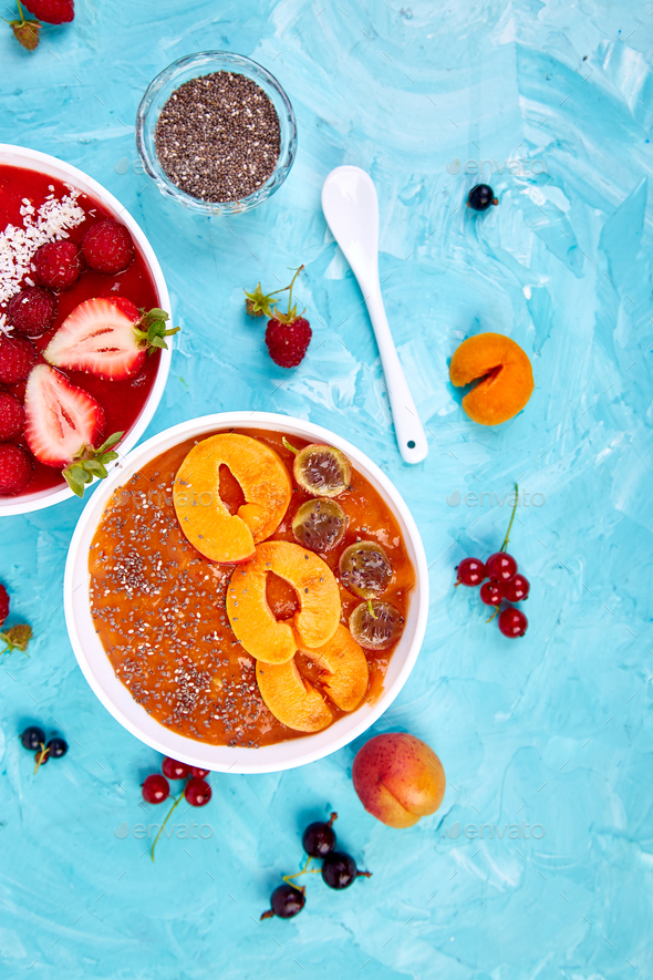 Smoothie bowls. Healthy breakfast bowl - Stock Photo - Images