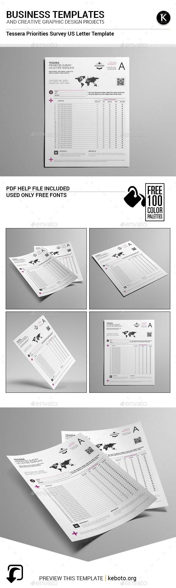 Tessera Priorities Survey US Letter Template - Miscellaneous Print Templates