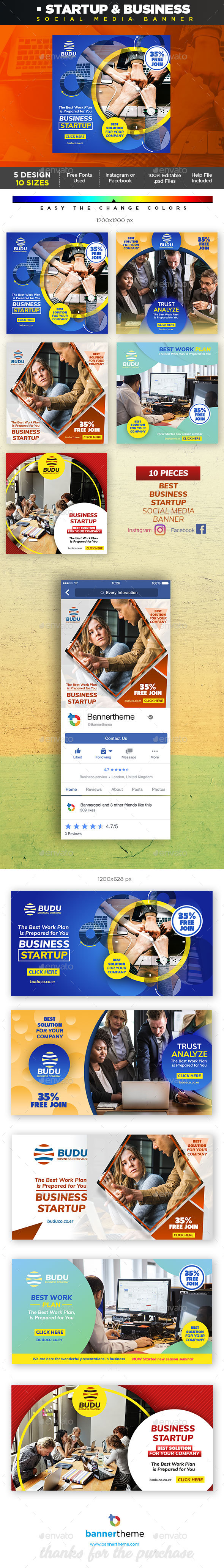 Startup & Business Social Media Banner - Banners & Ads Web Elements