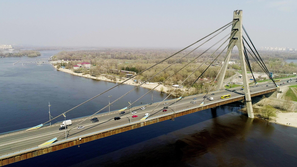 Aerial View of a City Traffic on the North Bridge