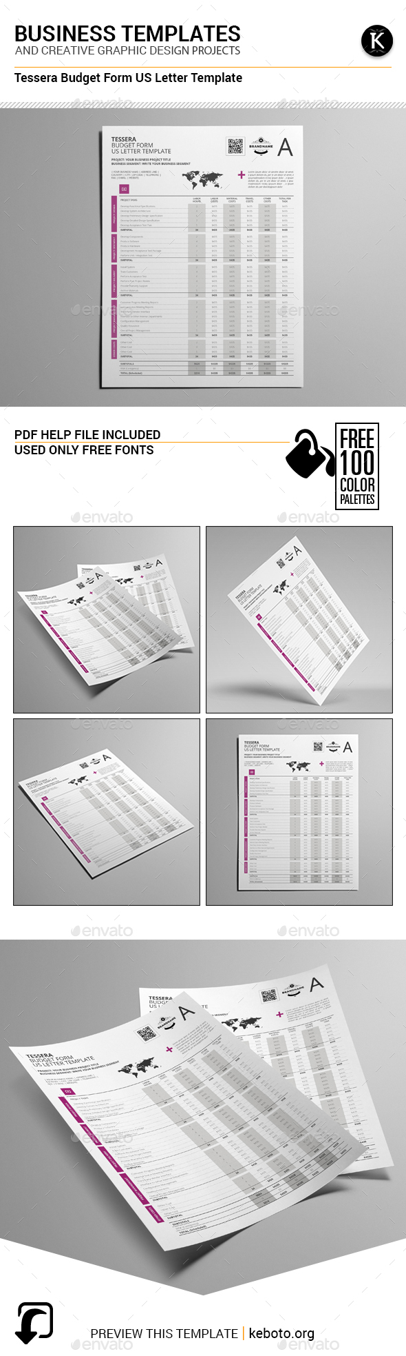 Tessera Budget Form US Letter Template - Miscellaneous Print Templates