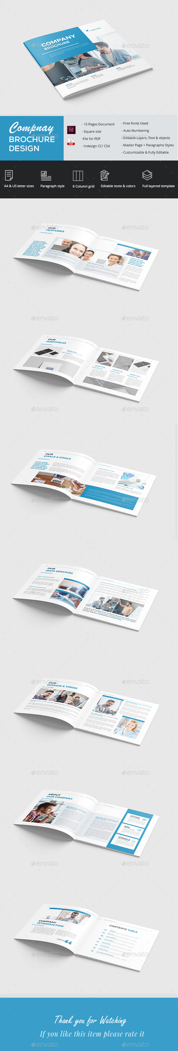 Square Company Brochure - Brochures Print Templates