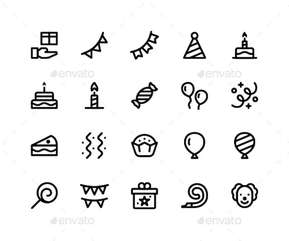 Birthday Line Icons - Icons