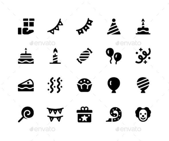 Birthday Glyph Icons - Icons
