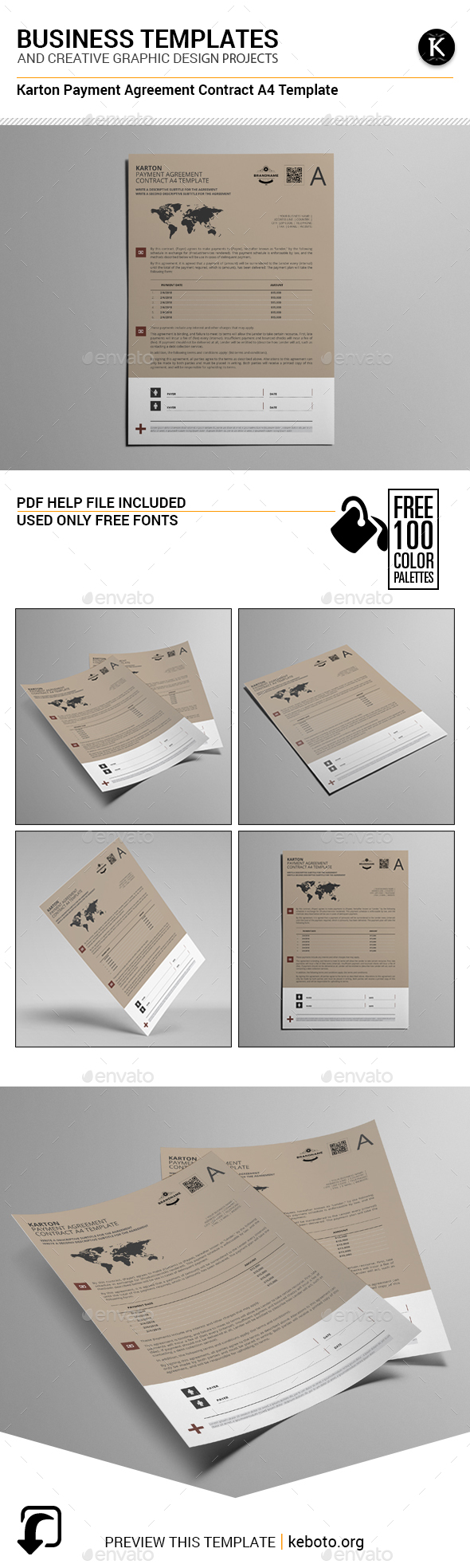Karton Payment Agreement Contract A4 Template - Miscellaneous Print Templates