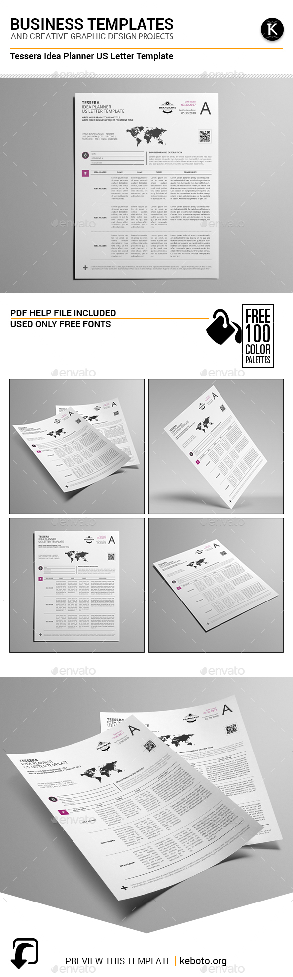 Tessera Idea Planner US Letter Template - Miscellaneous Print Templates