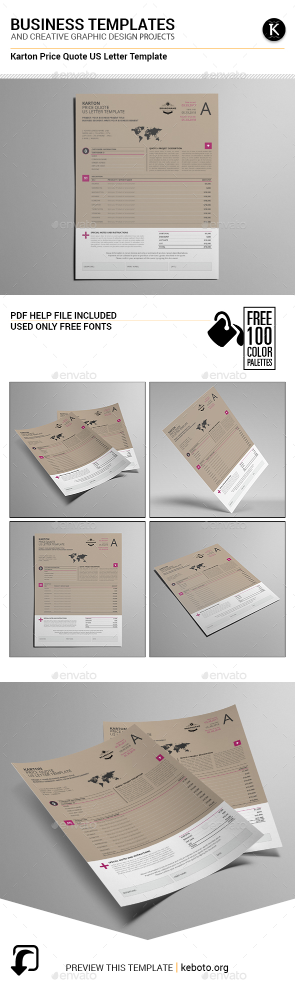 Karton Price Quote US Letter Template - Miscellaneous Print Templates