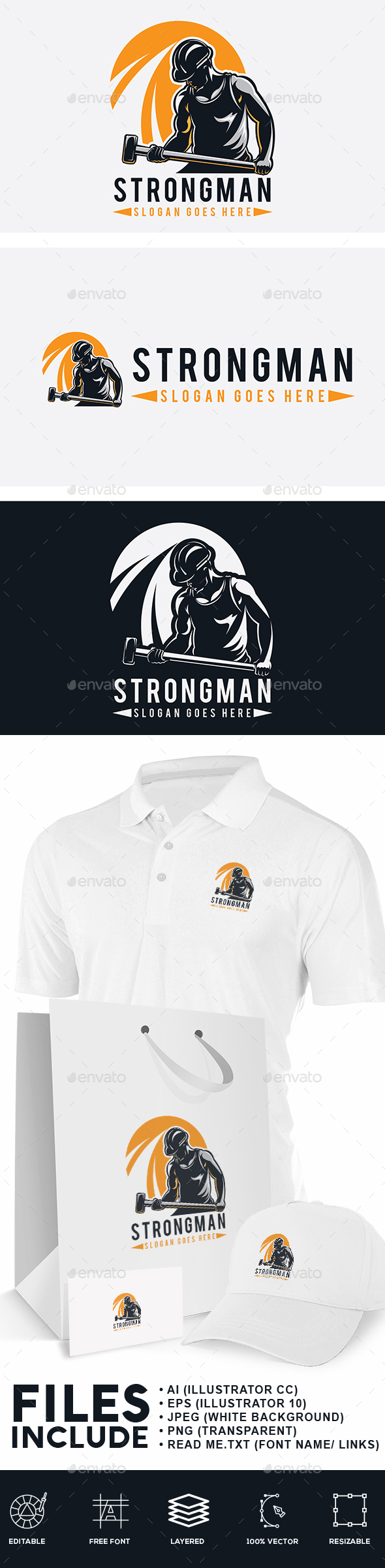 Strong Man Logo - Humans Logo Templates