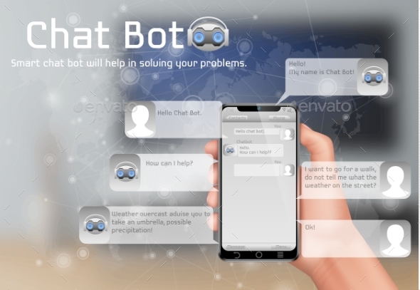 Online Smart Chatbot Vector Concept Background - Communications Technology