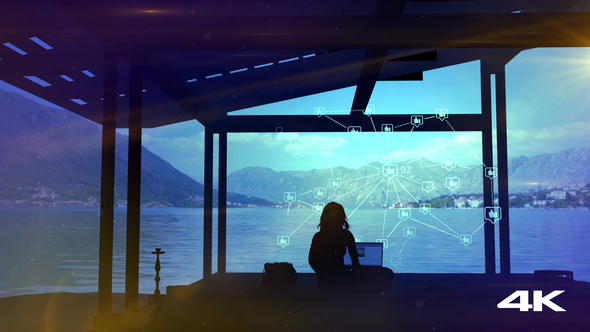 The Blogger Gets A Lot Of Likes, Infographics And A Beautiful View Of The Lake alt