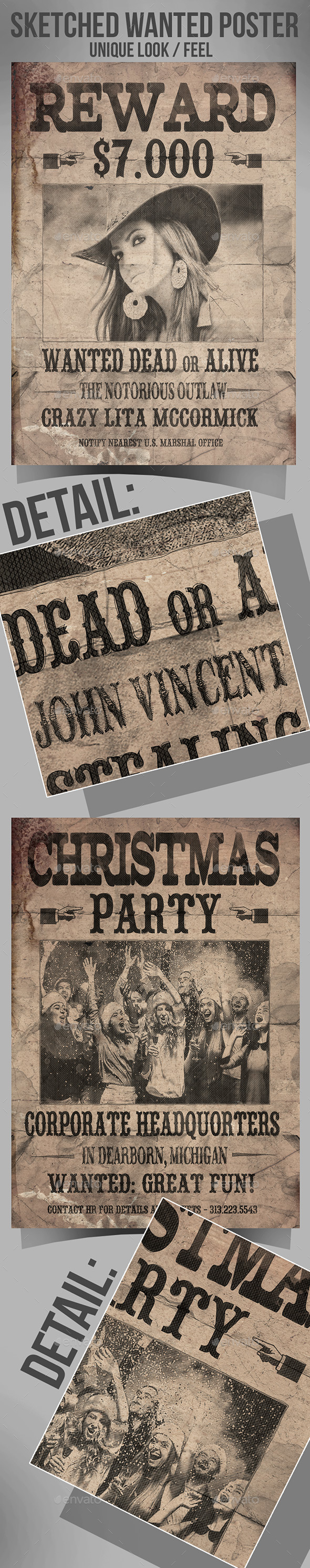 Hand Sketched Old Western Poster - Flyers Print Templates