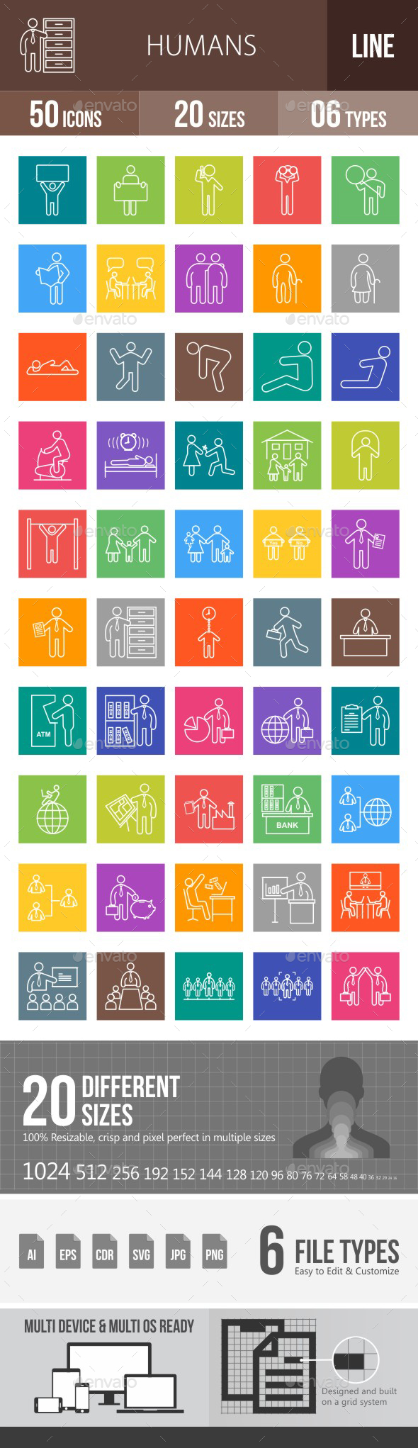 Humans Line Multicolor Icons - Icons