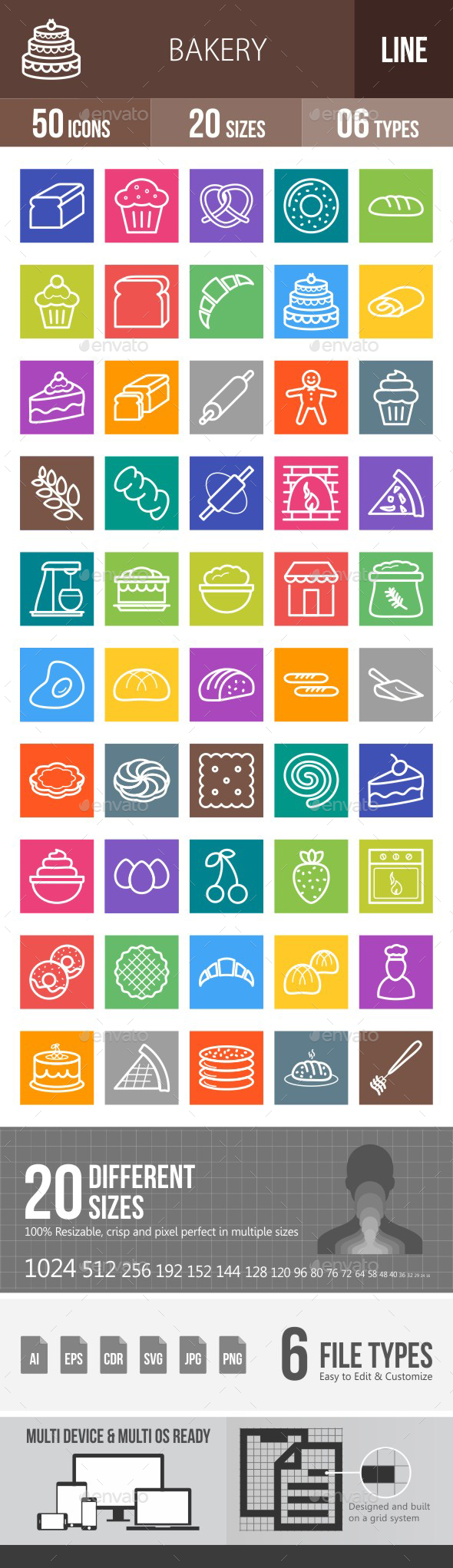 Bakery Line Multicolor Icons - Icons
