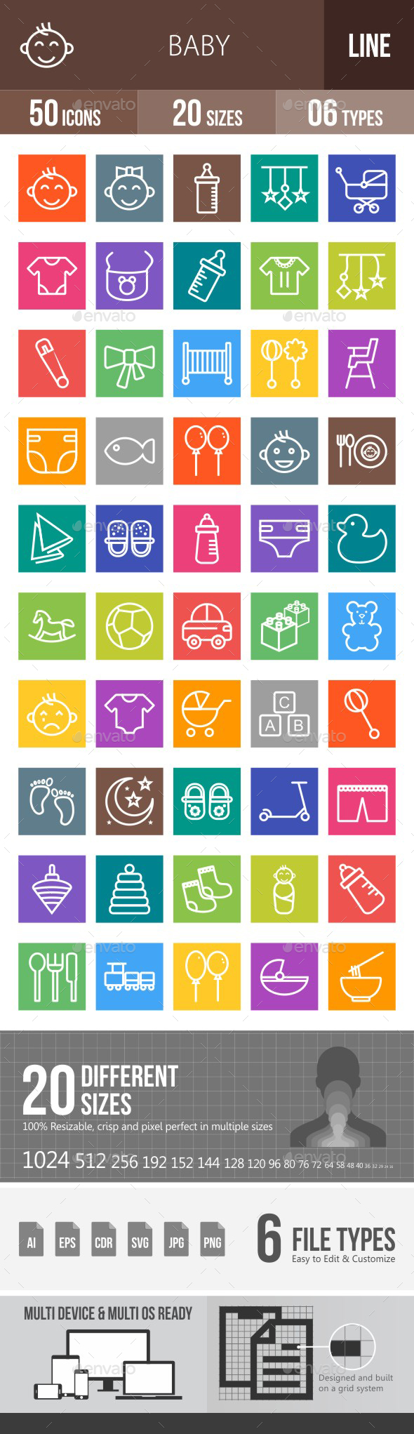 Baby Line Multicolor Icons - Icons