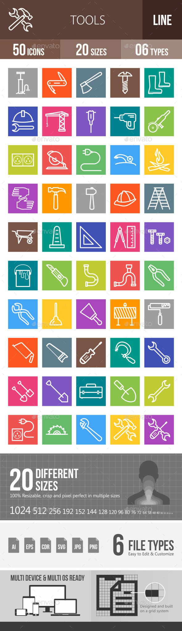 Tools Line Multicolor Icons - Icons