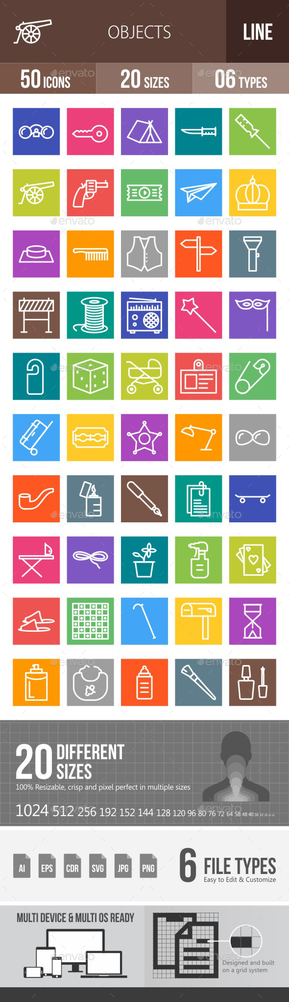 Objects Line Multicolor Icons - Icons