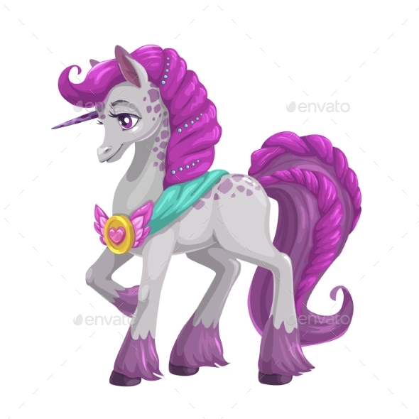 Magic Horse with Long Purple Hair - Animals Characters