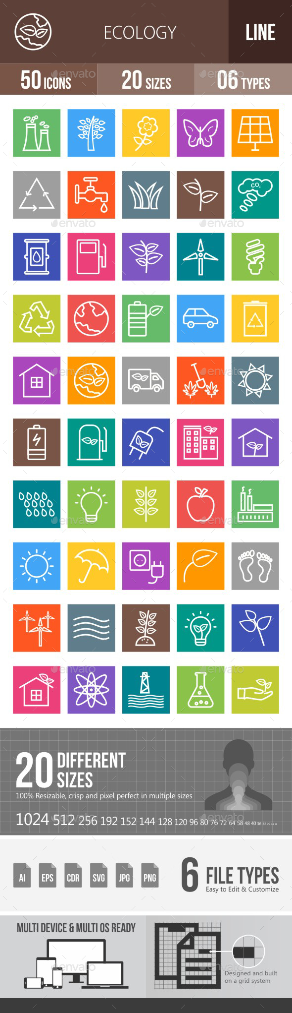 Ecology Line Multicolor Icons - Icons