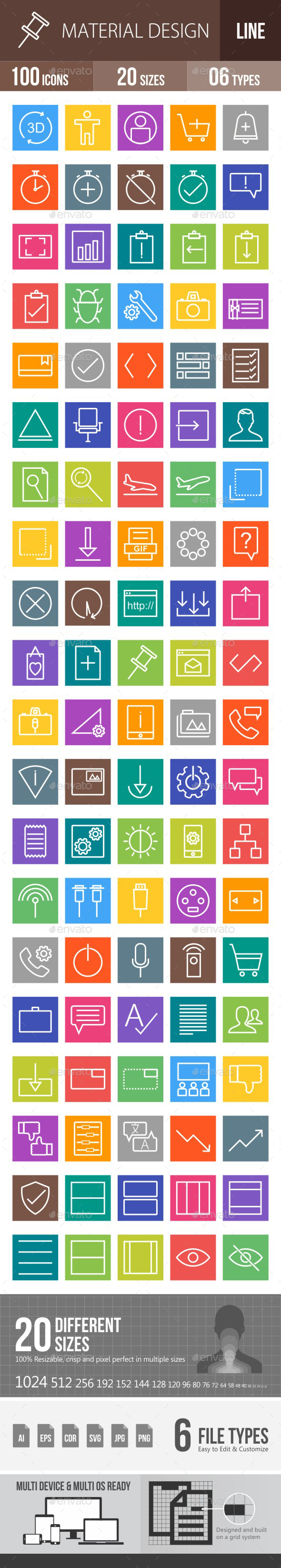 Material Design Line Multicolor Icons - Icons